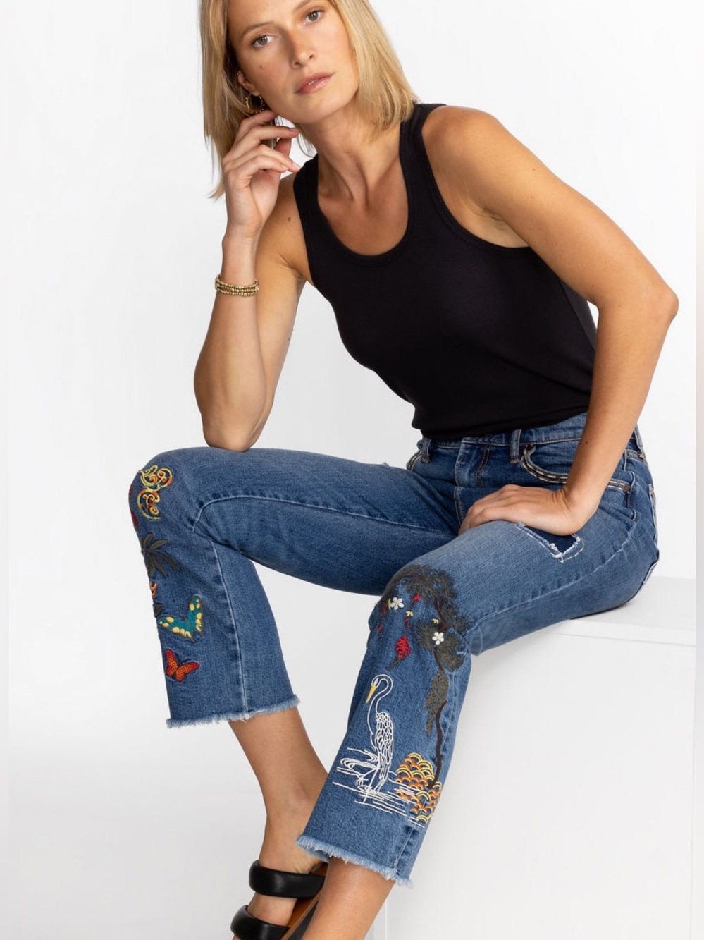Johnny Was • Heron Embroidered Cropped Baby Boot Jeans - Picture 13 of 14